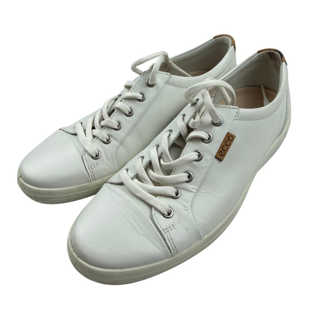 ECCO White Leather Lace-Up Sneakers Size 41 EU/7.5 US